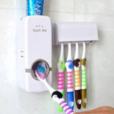 Automatic Toothpaste Dispenser With Toothbrush Holder Wall Mounted Durable Hygienic And Convenient Bathroom Accessory